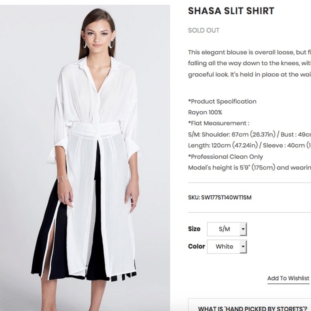 ISO shasa slit shirt from storets